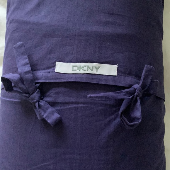 DKNY Decorative Pillow: Navy & White, Soft Feather Insert, Zipper Open, Bolster - Picture 4 of 6